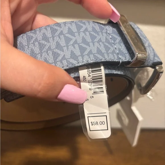 Michael Kors Light Blue Monogram Belt - Picture 6 of 8